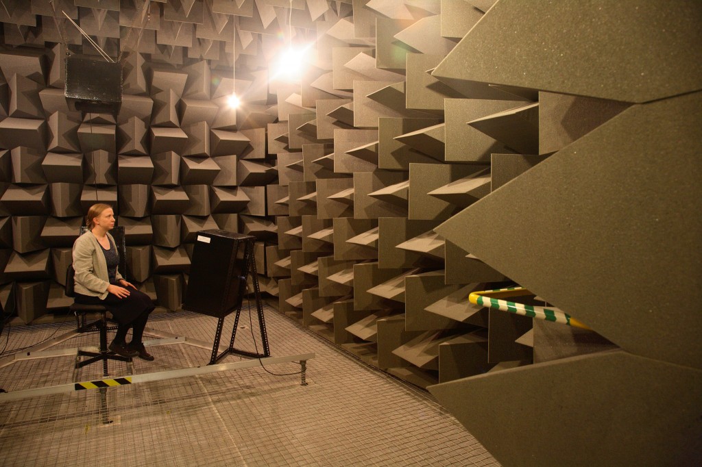 The anechoic chamber at the University of Salford, UK